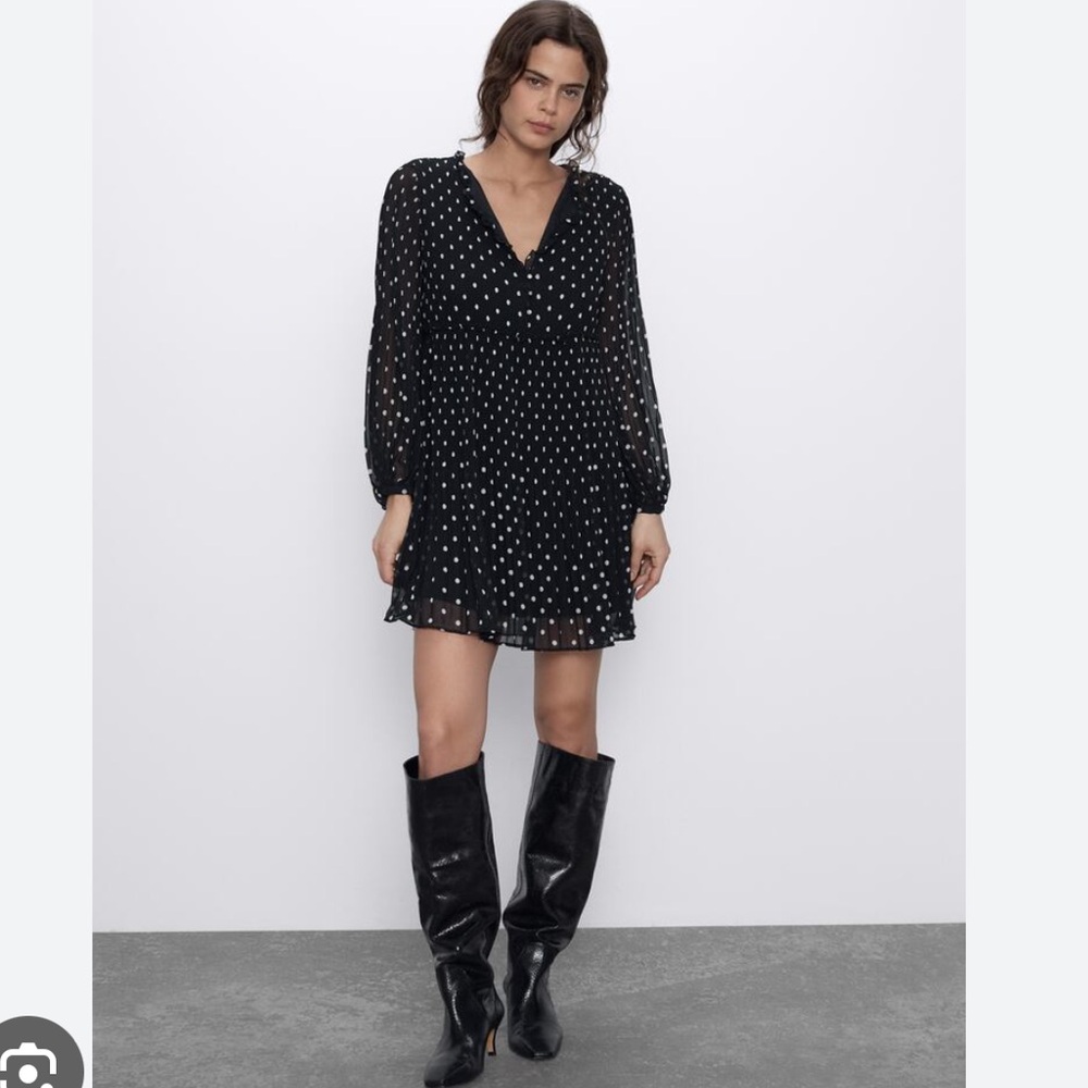 Zara polka dot mini babydoll dress